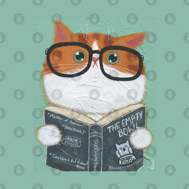 Book Reading Cat by KilkennyCat Art