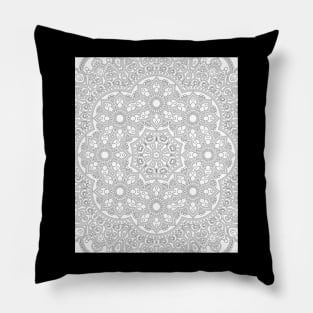 White Over Black Abstract Line Art Flower Pattern Pillow