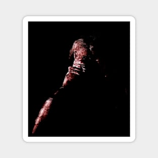 Digital collage and special processing. Bizarre. Men climbing to light from darkness. Masterpiece. Barely visible, silhouette. Magnet