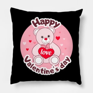 Happy valentines day cute Teddy Bear art Pillow