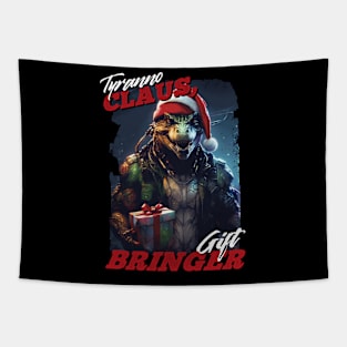 Tyranno Claus, Gift Bringer Dinosaur Christmas Tapestry