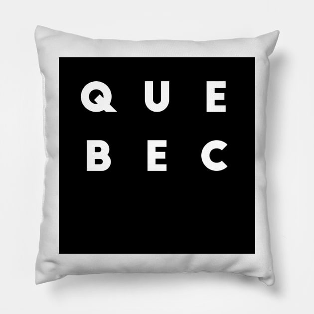 Quebec | Black square, white letters | Canada Pillow by Classical