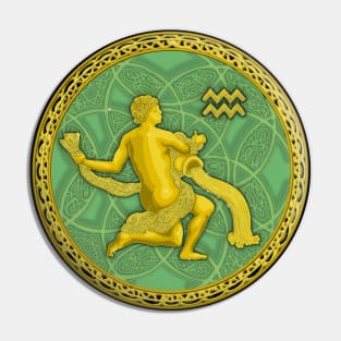 Zodiac Aquarius Green Pin