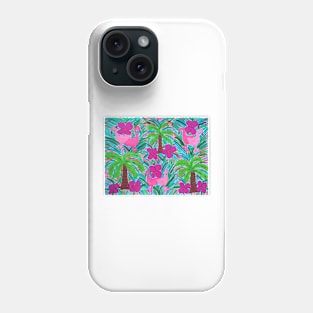 Beach Party Flamingos and Palm Trees Print Phone Case