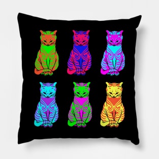 Classic Artworks Revisited: Six psychedelic cats Pillow