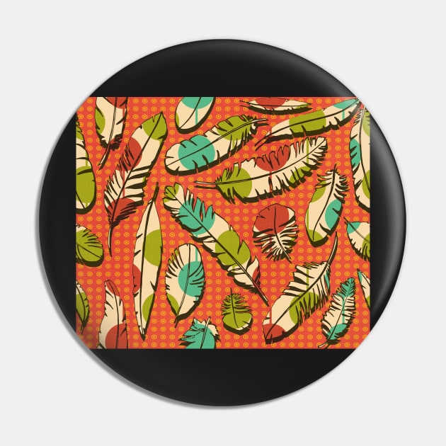 Vintage Feathers (orange) Pin by BessoChicca