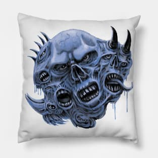 Zombie Mutant Morph Monster Blue Pillow