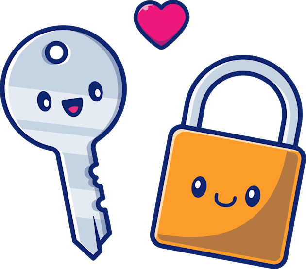 Cute Couple of Padlock And Key Vector Icon Illustration Kids T-Shirt by Catalyst Labs