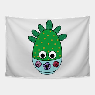 Cute Cactus Design #253: Tuna Cactus In Floral Bowl Tapestry