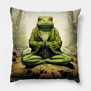 Japanese Toad: Toads and Frogs in Japanese Folklore on a Dark Background Pillow