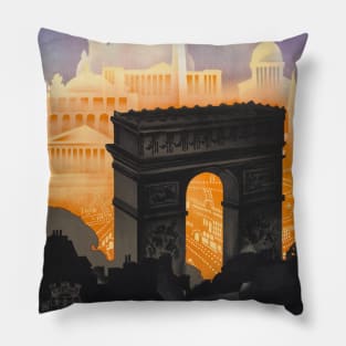 Paris Vintage Travel Poster 1935 Pillow