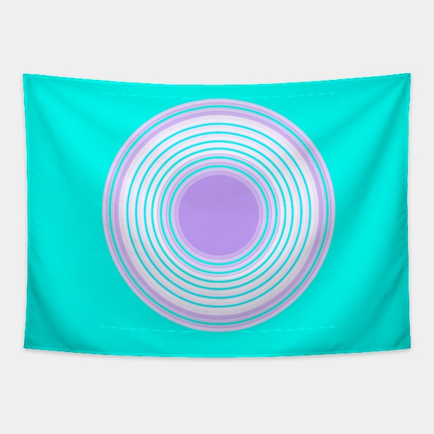 Purple and Turquoise Circles Intertwined Tapestry by Uniquepixx