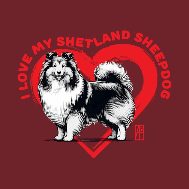 I Love My Shetland Sheepdog - I Love my dog - Family dog by ArtProjectShop