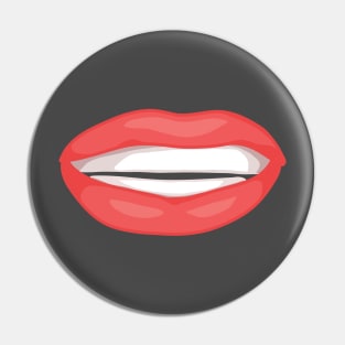 Smiling Red Lips Pin