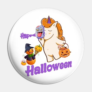 Spooky Delights: Unicorn, Pumpkin Wizard and Treats The Extravaganza - Happy Halloween for Halloween Pin