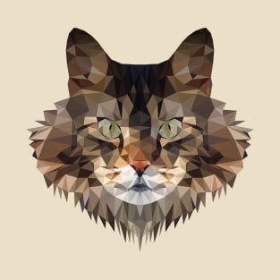 Maine Coon Cat Polygon Art - Coloured T-Shirt