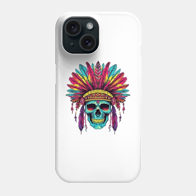 Native American Chief Skull #4 Phone Case by Chromatic Fusion Studio