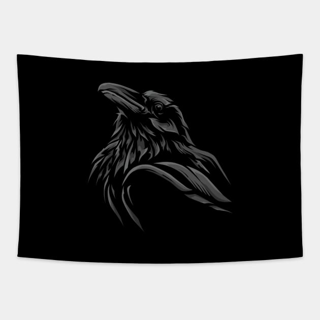 dark crows head Tapestry by mrasyidkvec