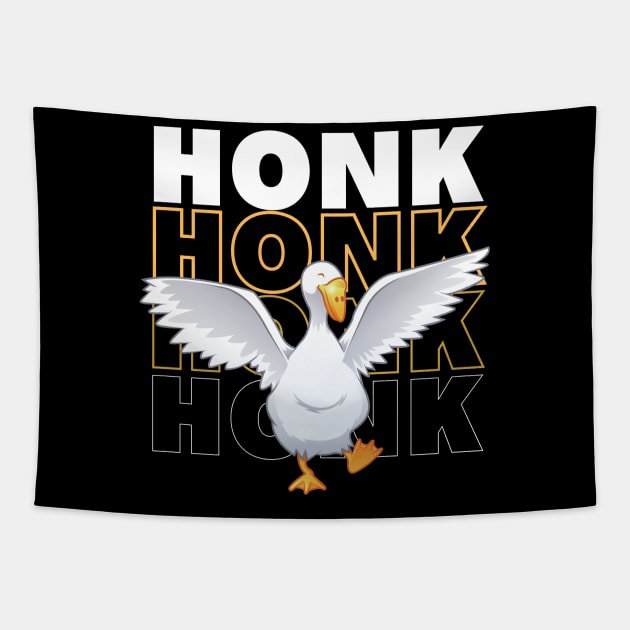 Honk Honk Honk Happy Goose Tapestry by OnlyGeeses