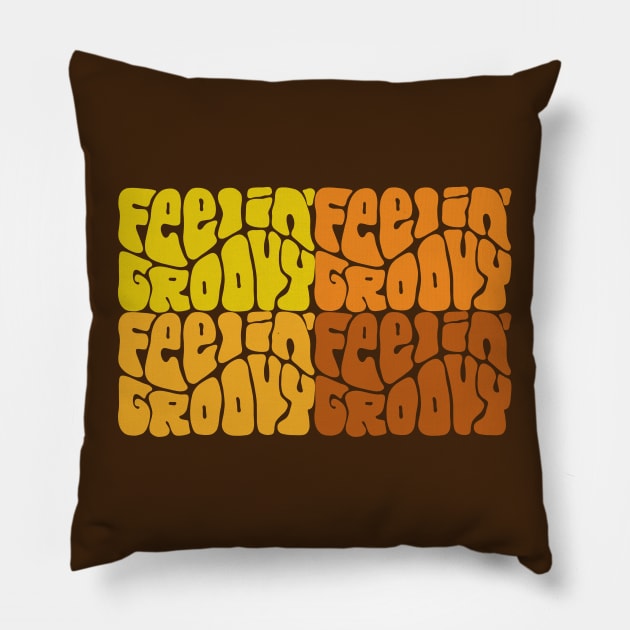 Feelin' Groovy Colorful Word Art Pillow by Slightly Unhinged