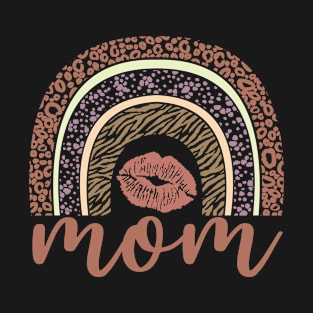 MOM - Rainbow Appreciation, Mother's Day Gift For Mom Women, Pouty Lips & Leopard Spots T-Shirt