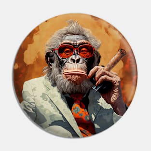 Cigar Smoking Orangutan: Sophisticated Orangutan Charm Pin