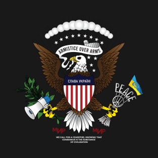 Ukrainian-American Eagle armistice over arms Ukraine Flag | Great Seal of the United States Peace sign T-Shirt