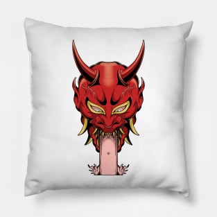 Red hanya mask Pillow