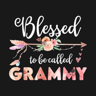 Womens Blessed Grammy Floral Grandma Mothers Day Gift T-Shirt