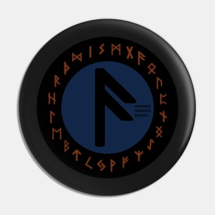 Blue Ansuz Futhark Rune Symbol Pin