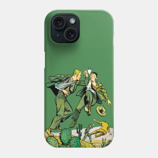 Men Fighting Punched Blow Among Arizona California Nevada Utah Desert Cacti Comic Phone Case