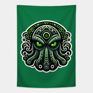 Green monster with evil eyes Tapestry