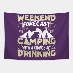 Funny Weekend Forecast Camping Tapestry