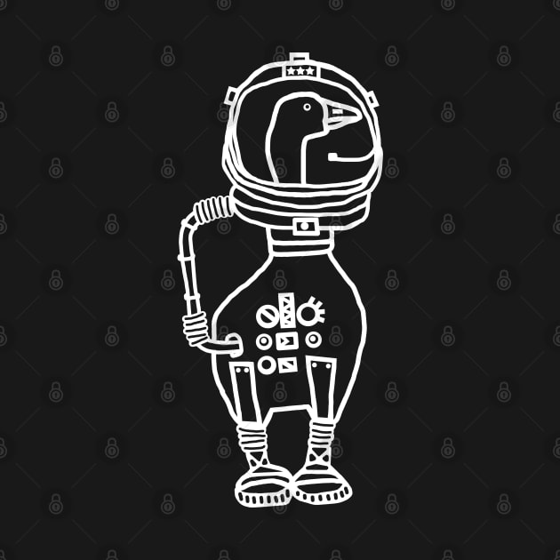 White Line Sci Fi Space Astronaut Goose by ellenhenryart