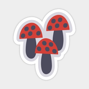 Magic Mushrooms in charcoal and bright red Magnet