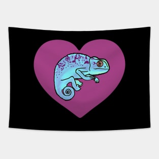 Purple Heart Colorful Chameleons for Chameleon Lovers Tapestry