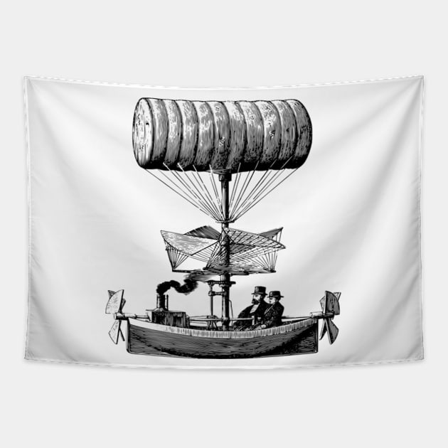 Steampunk Airship Tapestry by Hudkins