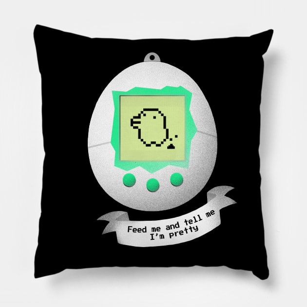 Feed me Tamagotchi - Virtual Pet - Cute Creature Pillow by BlancaVidal