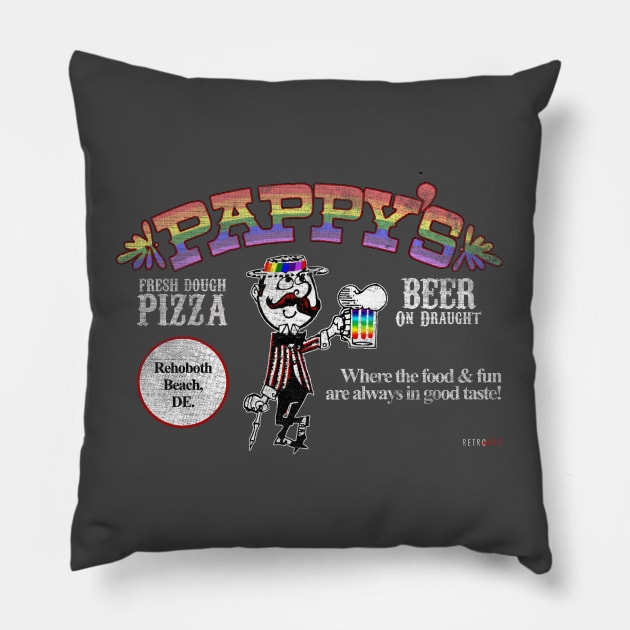 Pappy's Rehoboth! Pillow by Retro302