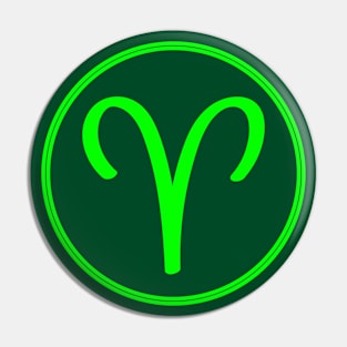 Cool Green Aries Symbol Pin