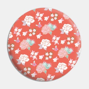 Pink White Pastel Color Flower Pattern Pin