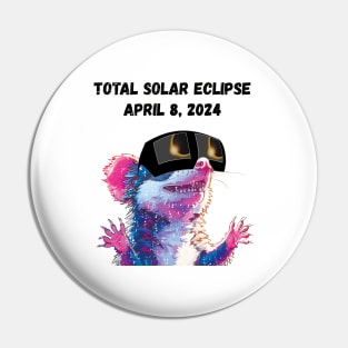 Total Solar Eclipse 2024 Grunge Possum—Black text Pin