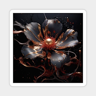 Fluid Blossom Art 3D Digital Art Magnet