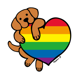 Fox Red Labrador Holding Rainbow Heart T-Shirt