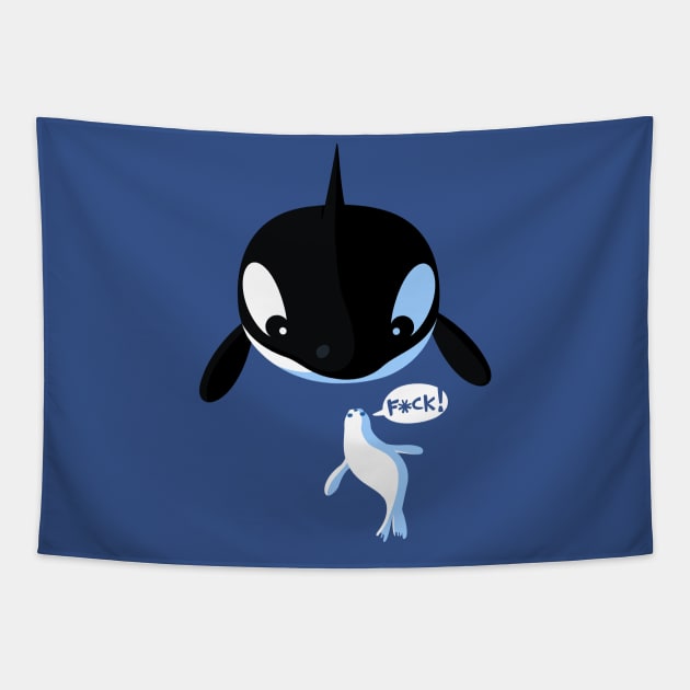 Killer whale and seal Tapestry by albertocubatas