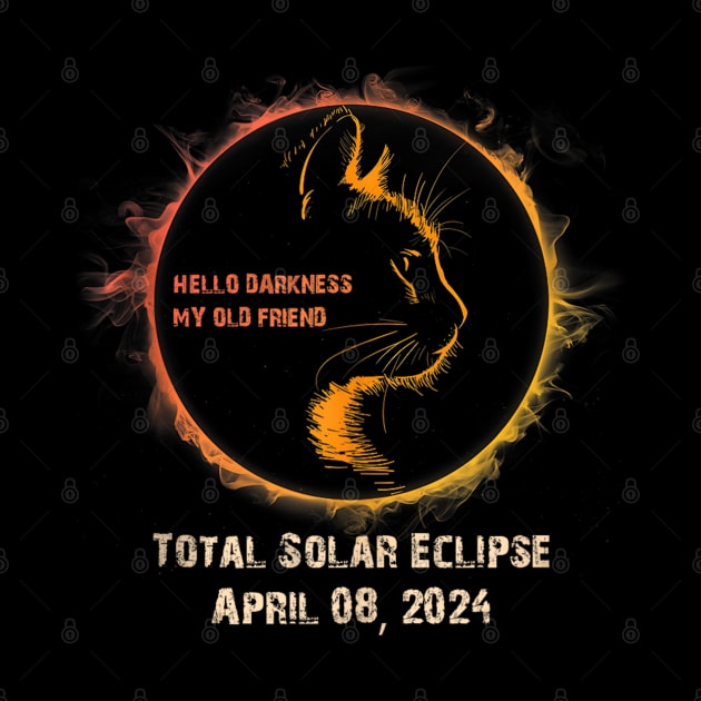 Hello Darkness My Old Friend Cat Solar Eclipse April 08 2024 by Palette Harbor