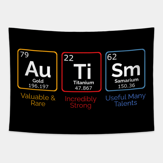 Autism Awareness Chemical Element Tapestry by dentikanys