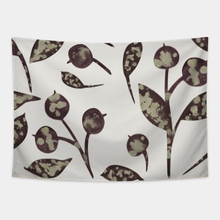 Seamless pattern with snow-covered berries. Hand drawn watercolor blueberries and leaves on nude. Perfect for greeting card, postcard, poster, logo, textile, fabric, packaging, wrapping paper. Tapestry