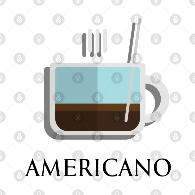 Hot americano coffee front view in flat design style by FOGSJ