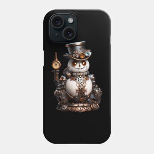 Steampunk Snowman with Copper Eyes and Top Hat Phone Case